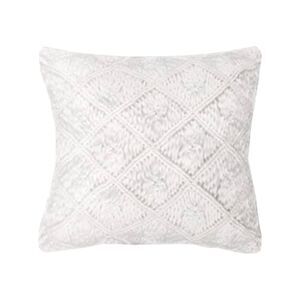 Square Heathered Macrame Throw Toss Pillow by Opalhouse, White 18"x18"   